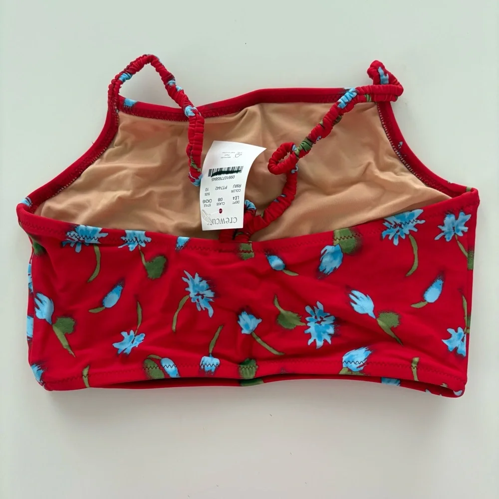 NWT J. Crew Crewcuts Girls' Ruched-strap Bathing Swimsuit Red Multi